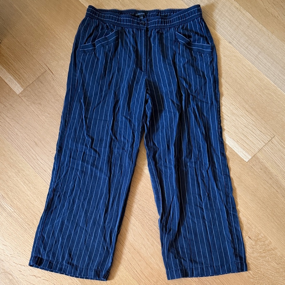 Eileen Fisher Women's Dark Blue Pinstripe Pants